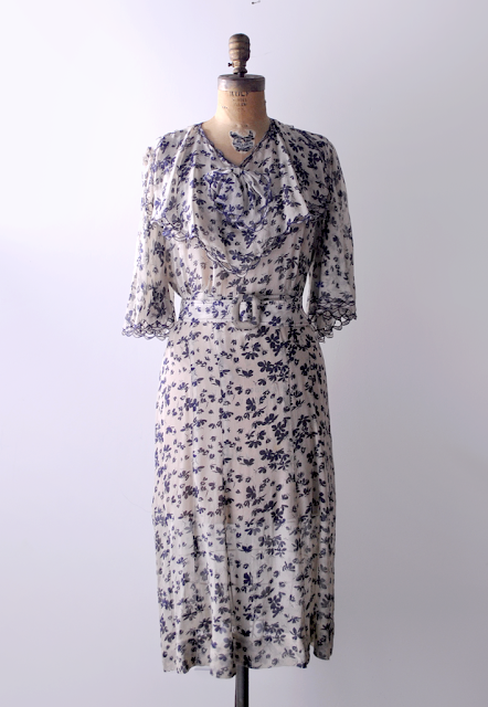 30's Silk Chiffon Dress