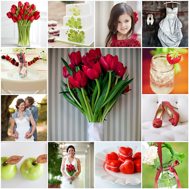 red and green summer wedding palette