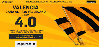 betfair Valencia gana Rayo supercuota 4 Liga 17 enero