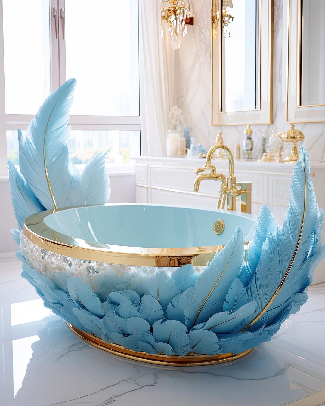 Blue-feathered AI bathtubs