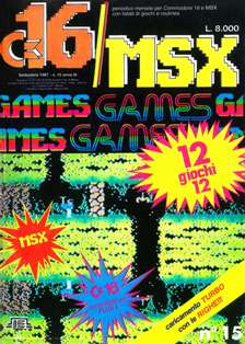C16/MSX Games 15 - Settembre 1987 | CBR 215 dpi | Mensile | Videogiochi
Forse una delle poche riviste riviste in Italia a dedicarsi attivamente al supporto del Commodore 16 e del Plus 4; conteneva un mix fra giochi commerciali, oppurtunamente modificati, e programmi originali creati da autori italiani e stranieri.