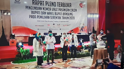 KPU Tetapkan Nomor Urut Paslon Pilkada 2020 Kabupaten Bandung, Ini Urutannya