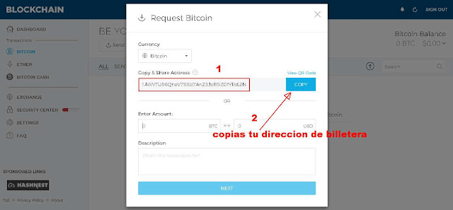  tu dirección de monedero o billetera Blockchain