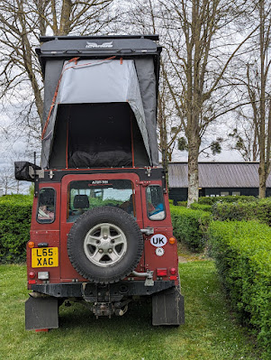 Defender camper at Mont St Michel