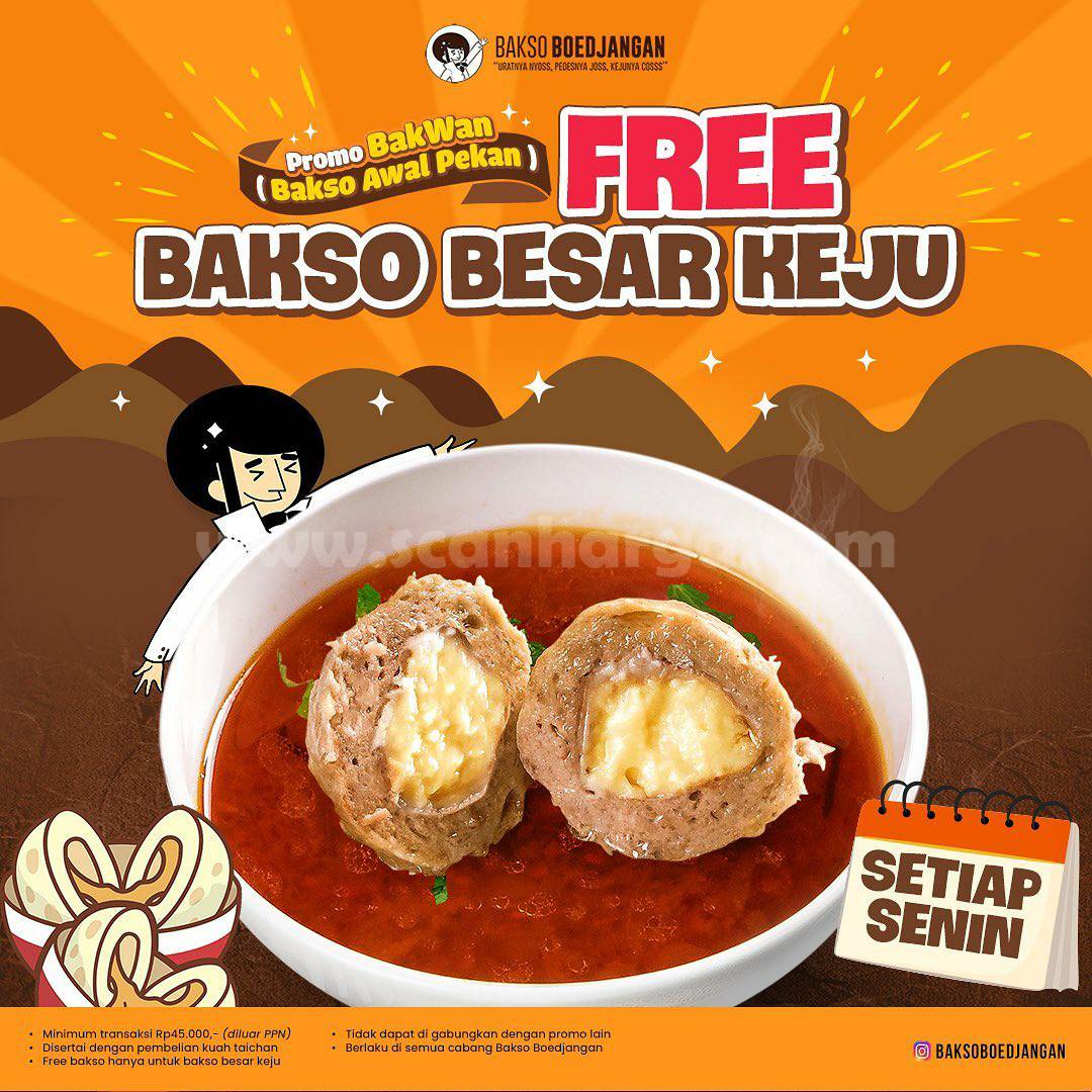 Promo BAKSO BOEDJANGAN GRATIS BAKSO BESAR KEJU