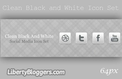 Clean Black And White Social Media Icon Set