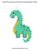 Free Brontosaurus Dinosaur Cute Animal Earring Seed Bead Pattern