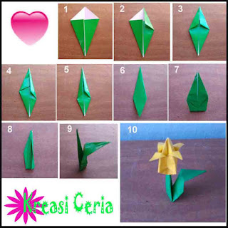 Tutorial dan cara membuat Origami daun bunga tulip