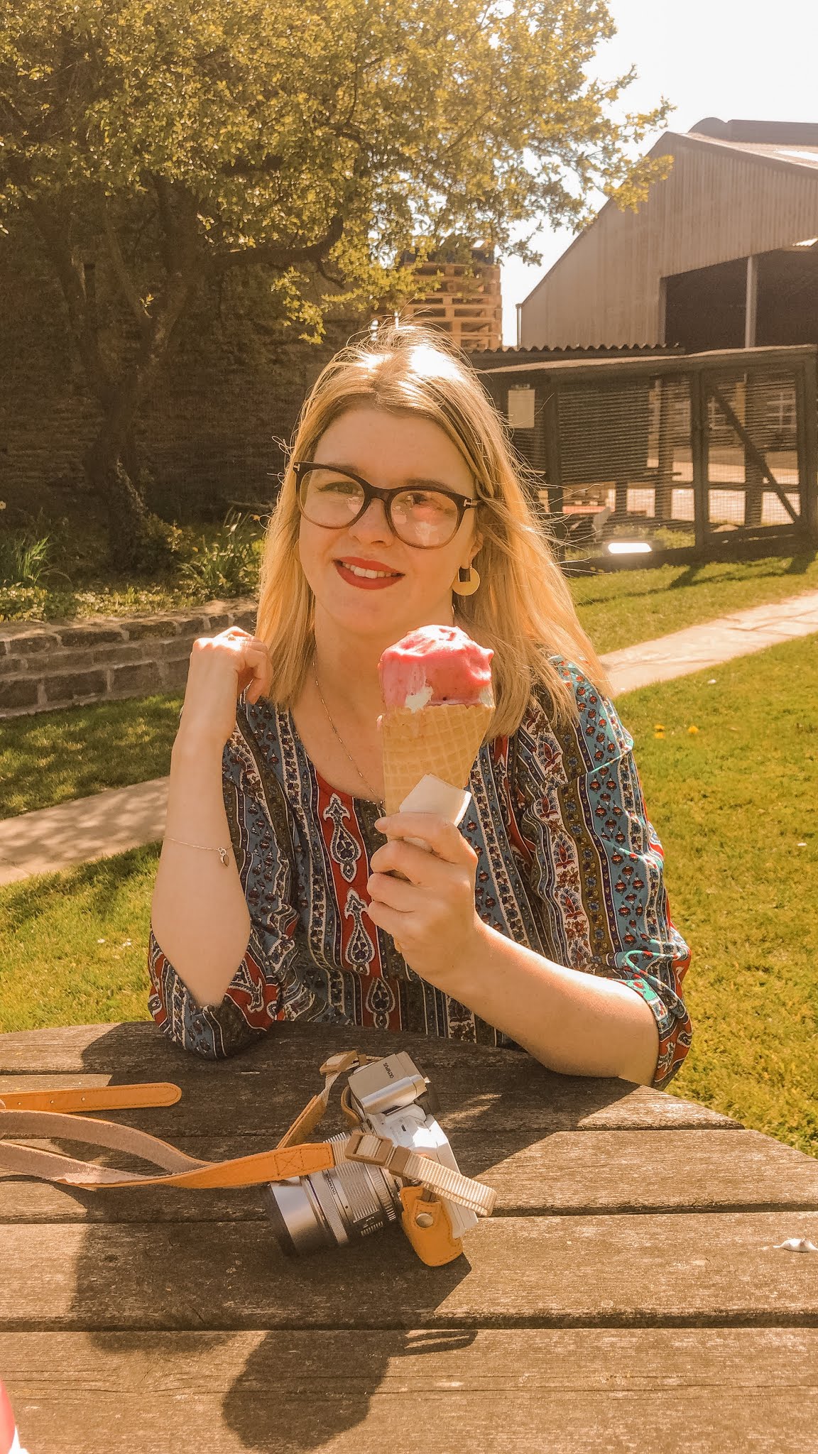 Fashion & Lifestyle blogger Chloe Harriets enjoying an ice cream