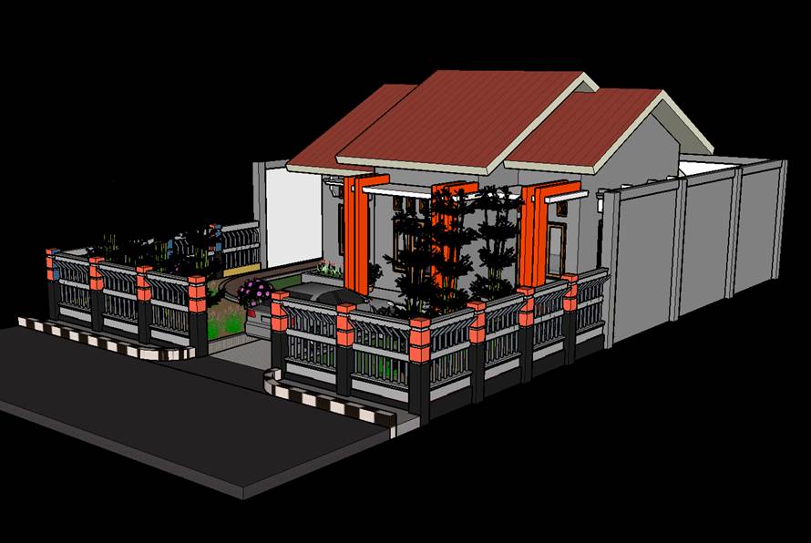 Desain Gambar Rumah  3 Trap teras Minimalis  Keren 3D PandBis