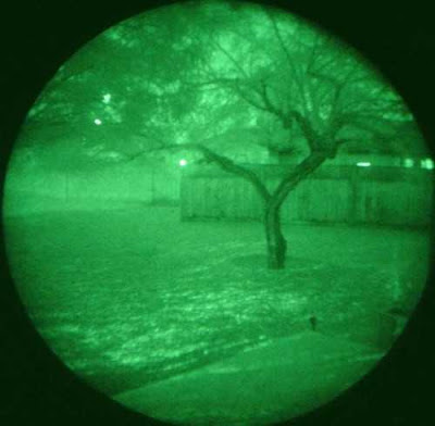 Viwe of yard throught night vision goggles