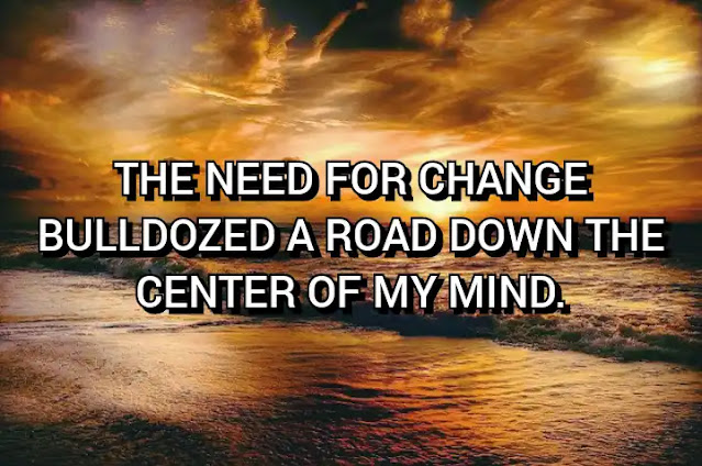 The need for change bulldozed a road down the center of my mind.
