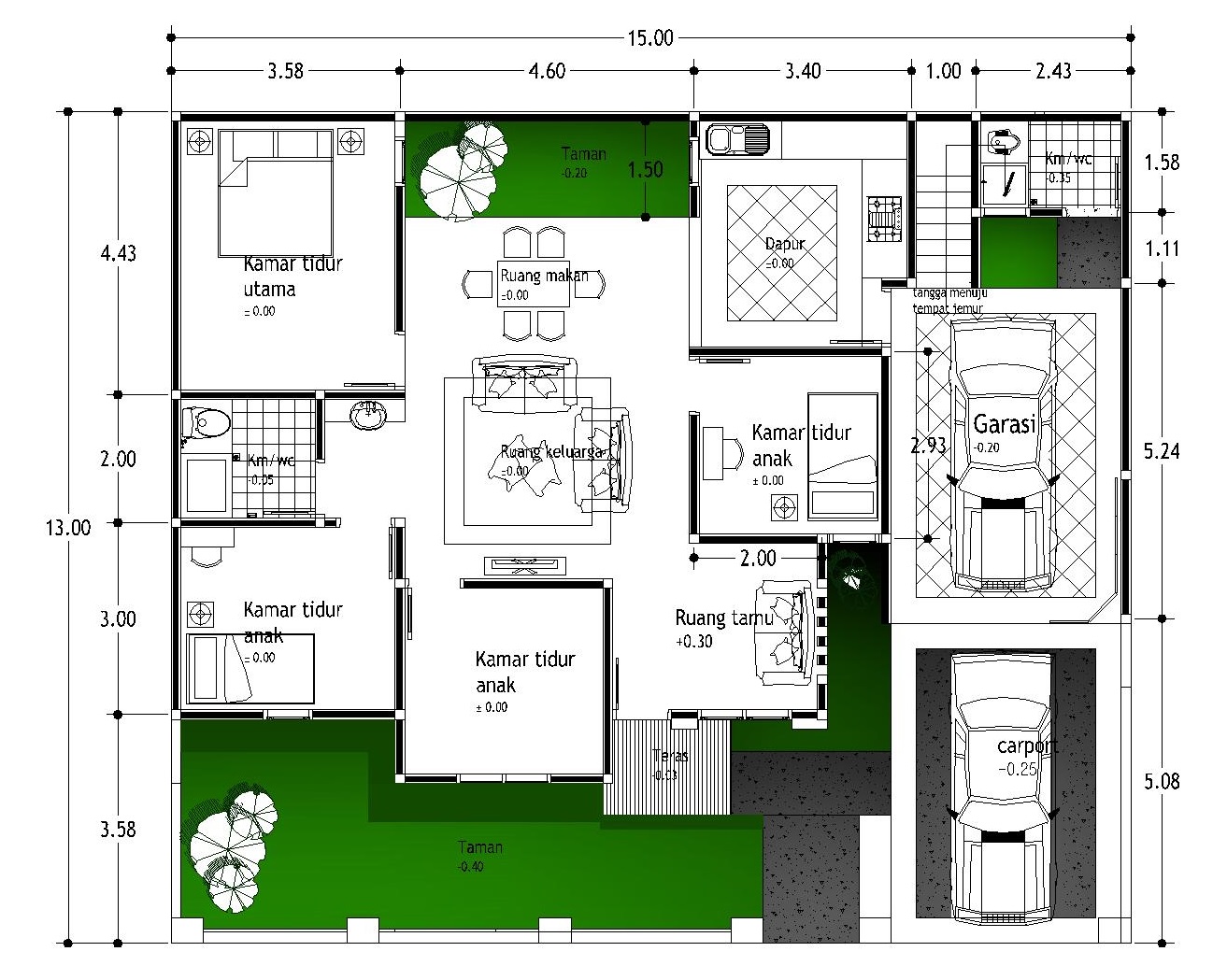 Gambar Denah Rumah 3 Kamar Tidur Minimalis Paling Populer