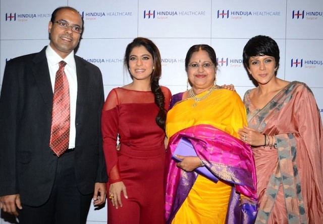 Mandira Bedi in Latest Designer Pink Saree at Hinduja Healthcare Launch