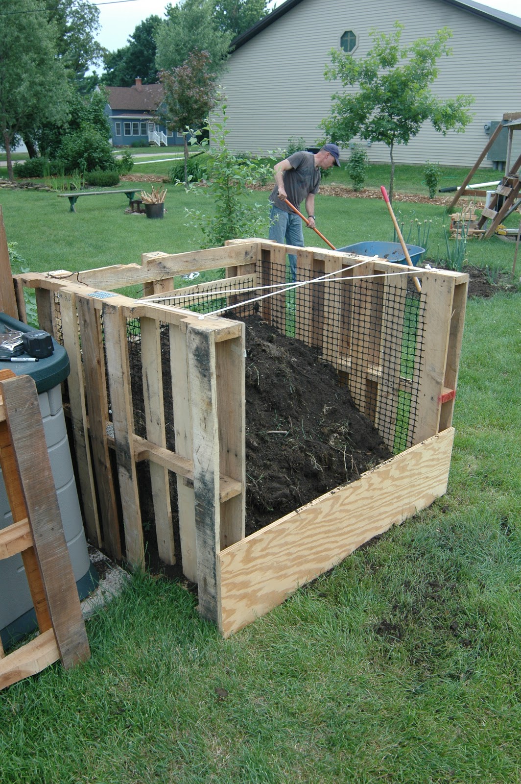 shallow thoughts from iowa: new compost bins made out of