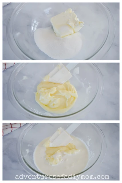 collage of making cream cheese filling
