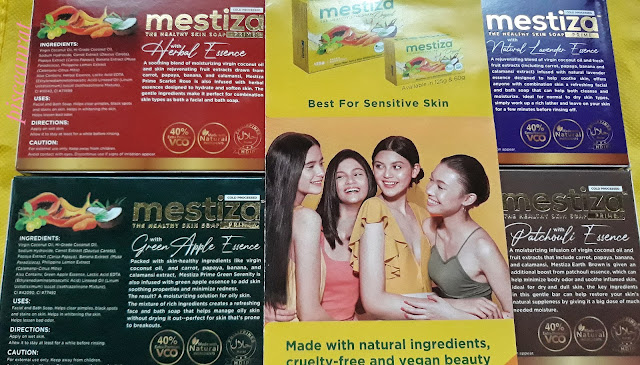 Mestiza healthy skin soap, ingredients VCO, calamansi, papaya, carrot and banana