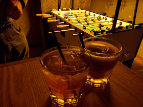 drinks and foosball