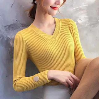 Fashion Autumn Sweater Women Casual Slim V-Neck Bottoming Sweaters Solid Color Winter Long Sleeve Pullover Sweater Women