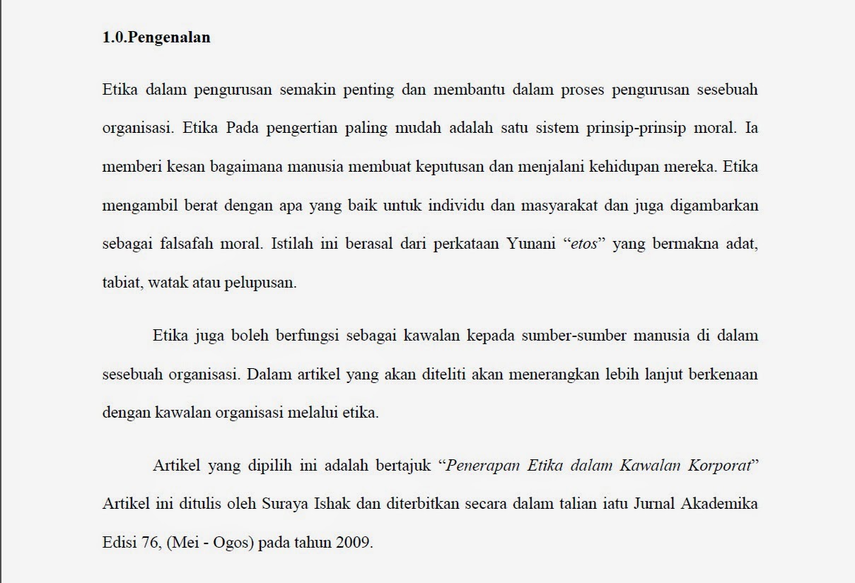 PUSAT RUJUKAN PJJ: CONTOH TUGASAN : ULASAN JURNAL (ETIKA 