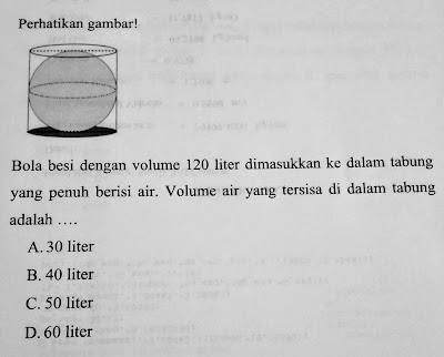 Bola besi dengan volume 120 liter dimasukkan ke dalam tabun yang penuh berisi air