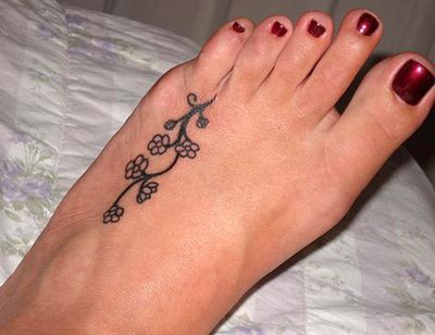 art nouveau flowers tattoos. tattoos on foot designs.