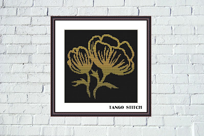 Gradient golden flower cross stitch pattern - Tango Stitch