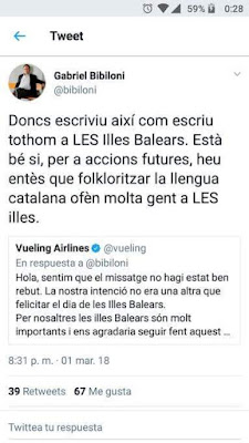 Doncs escriviu així com escriu tothom a LES illes Balears. Està be, si, per a accions futures, heu entès que folkloritzar la llengua catalana ofèn molta gent a LES illes.