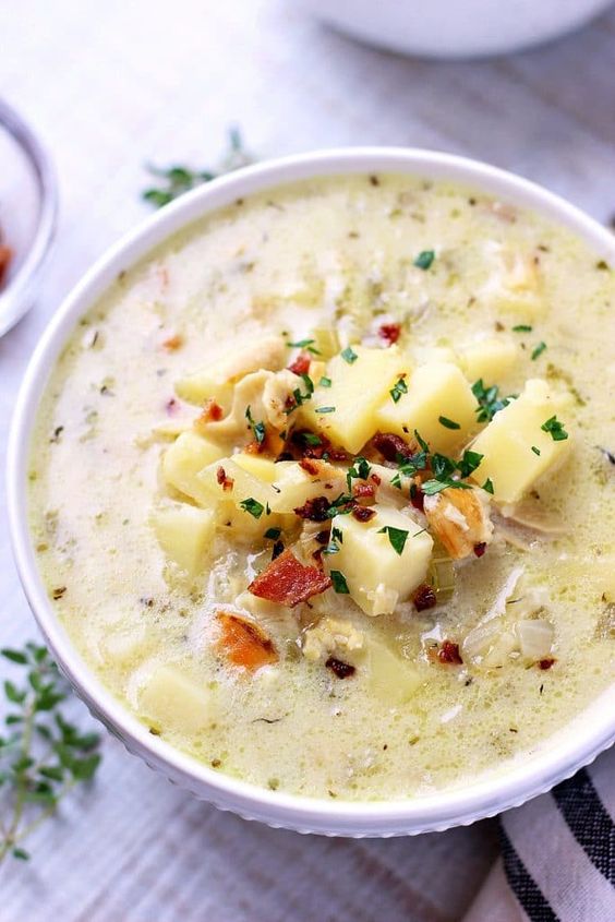 The classic New England Clam Chowder in a lighter form, less creamy but just as flavorful and rich!