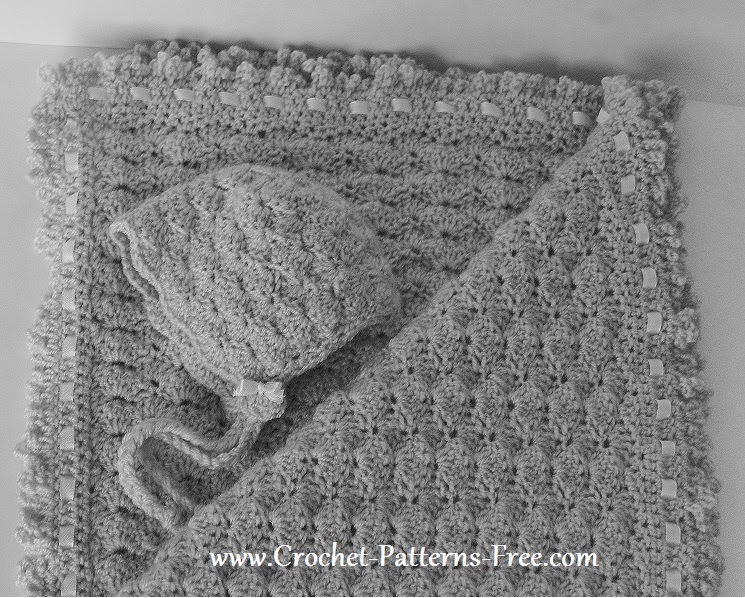 Free Crochet Baby Blanket Pattern in Shell Stitch baby bonnet pattern 