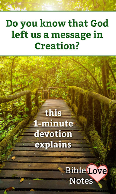 Scripture tells us that God has left a message for every man in creation. Do you recognize it? This 1-minute devotion explains.