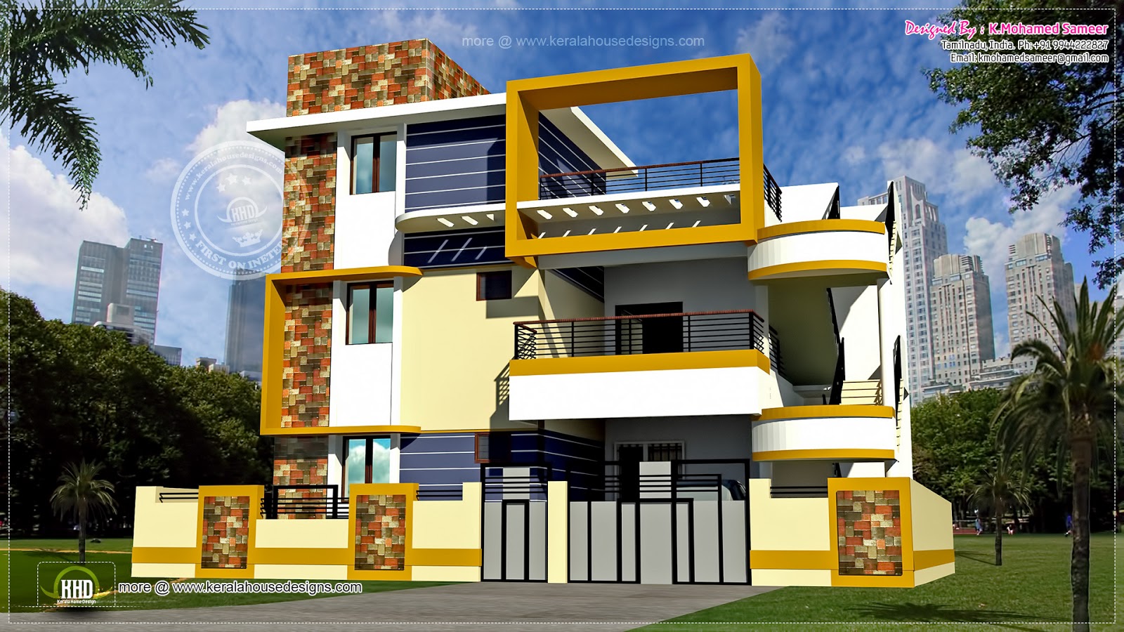 Modern 3 floor Tamilnadu  house  design  Home  Kerala Plans 
