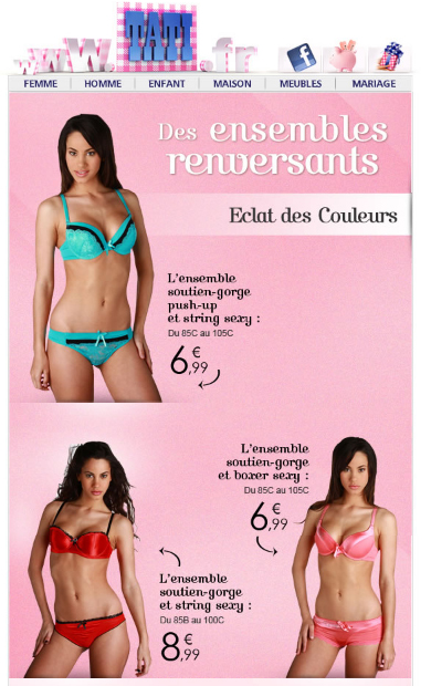 Lingerie à prix culottés sur TATI: ensemble à partir de 4.99€  bon plan lingerie pas cher