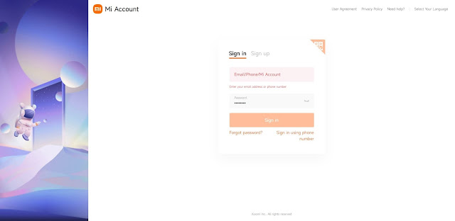 Mi Account Sign in