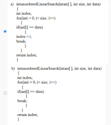 select the code snippet which performs unordered linear search iteratively
