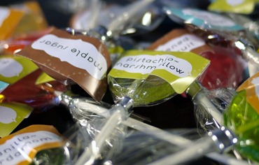 assorted flavors of hard candy lollipops