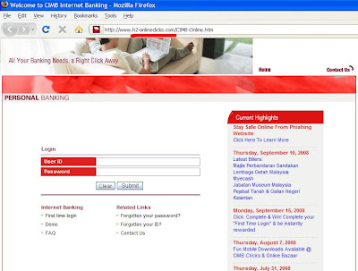 Fake CIMB Login Page