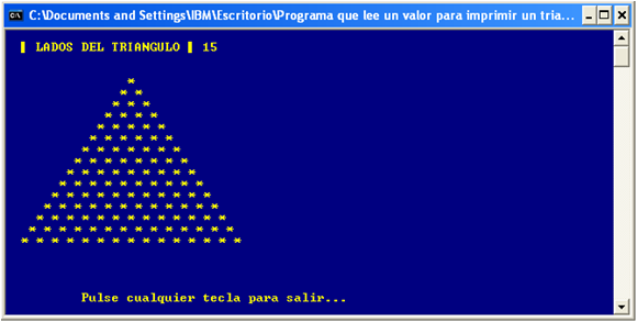 Programas que leen un valor imprimir un triangulo al derecho