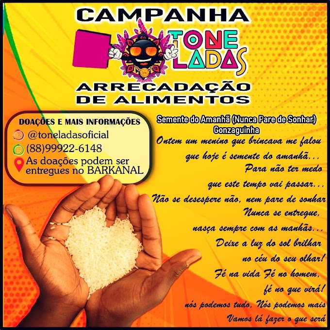 Brejo Santo - Grupo Toneladas faz campanha de arrecadação de alimentos para famílias carentes.