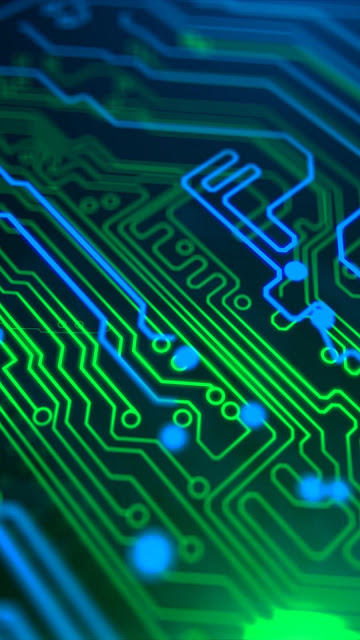 Circuit, Chip, Neon, Computer, Green, Blue