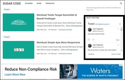 Cara Memasang Widget Timeline Twitter di Blog