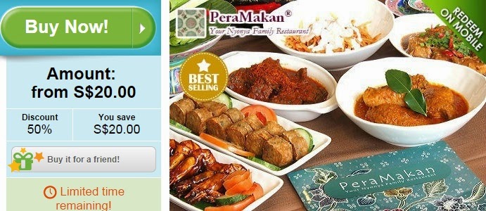 PeraMakan offer, discount, groupon singapore, Peranakan