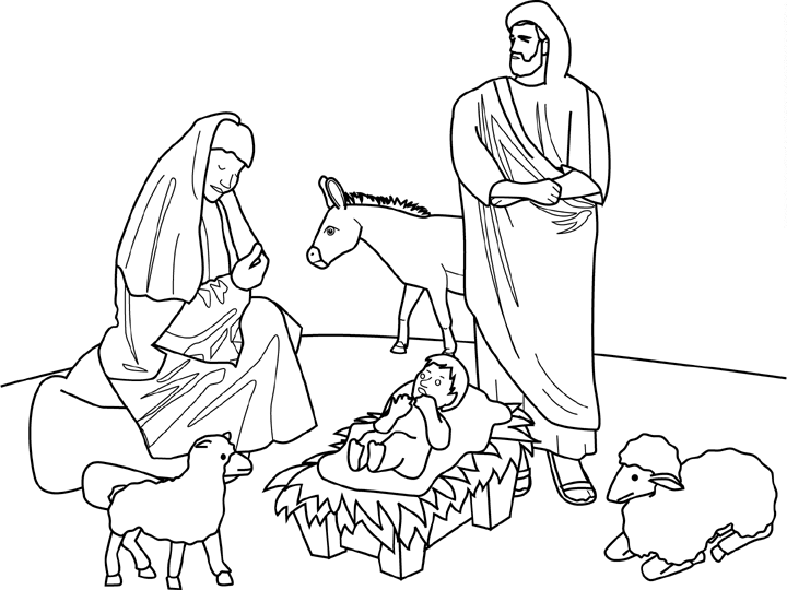 nativity scene coloring pages title=