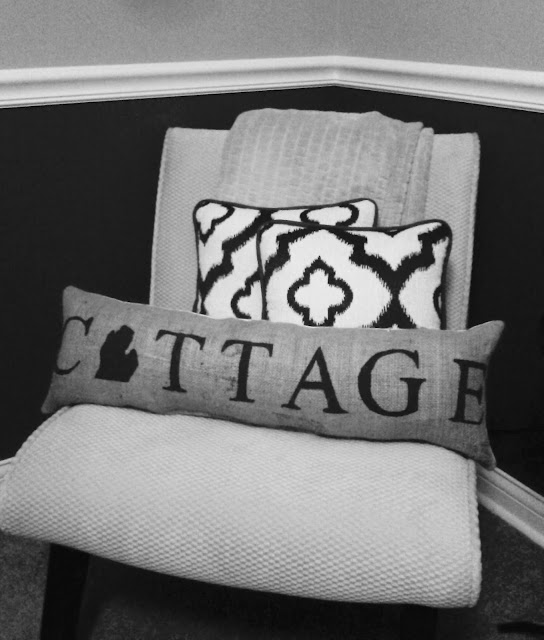 Custom Michigan Cottage Repurposed Burlap Pillow  - linaandvi