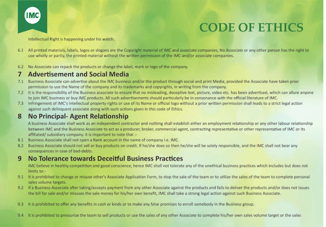 Code of Ethics IMC Business Plan