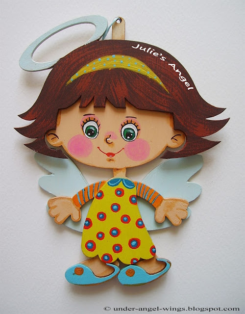 Painted wooden angel girl personalized custom