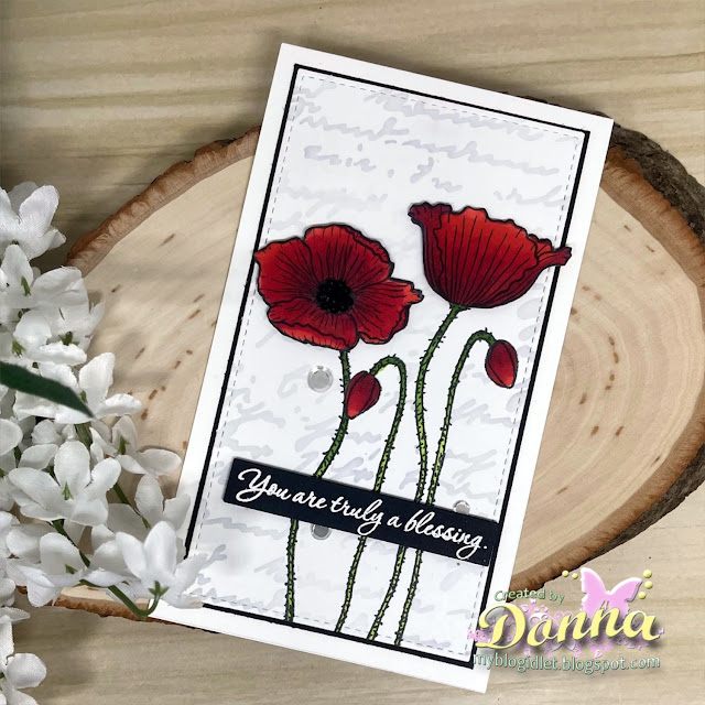Sweet n' Sassy Stamps, Precious Poppies, Script Stencil, copic coloring, ink blending, heat embossing