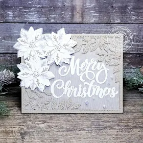 Sunny Studio Stamps: Layered Poinsettia Dies Season's Greetings Botanical Backdrop Dies Elegant Christmas Card by Ana Anderson
