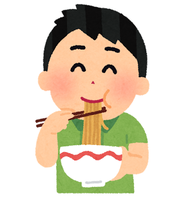 ラーメンを食べている男の子のイラスト