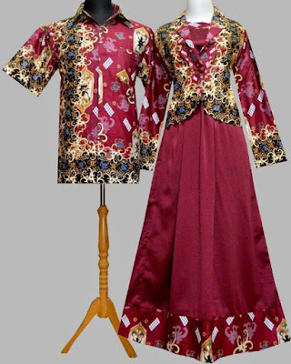 Model Gamis Batik Kombinasi Satin lengan panjang